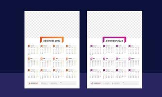 Wall Calendar 2023 - One Page Calendar - Single Page Calendar - 12 months Calendar vector