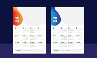 Wall Calendar 2023 - One Page Calendar - Single Page Calendar - 12 months Calendar vector