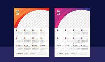 calendario de pared 2023 - calendario de una página - calendario de una sola página - calendario de 12 meses vector