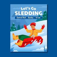 Ice Sledding Poster Announcement vector