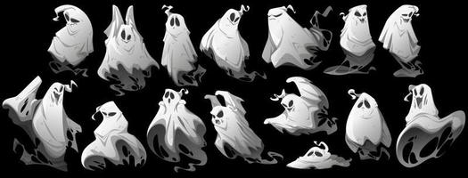 Halloween set with ghost characters vector