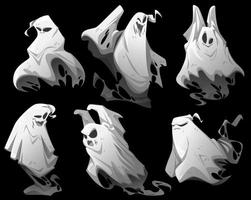 Ghosts, cartoon Halloween characters vector set