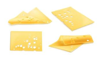 Cheese slices 3d realistic vector illustration