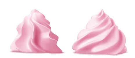 Whipped pink cream swirl or meringue side view 3D vector