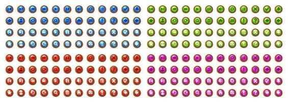 Circle web buttons with wooden frame and icons vector