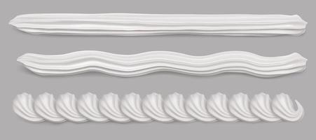 Whipped cream border, white vanilla wavy swirl vector