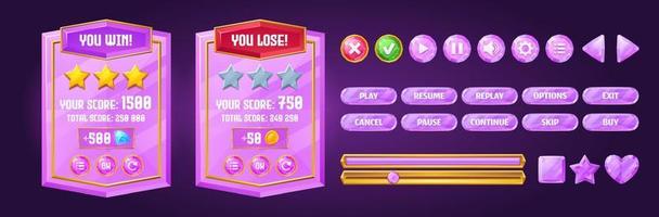 Game boards with level score and menu buttons vector