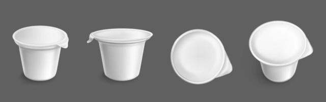 White plastic container for yogurt vector