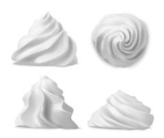 Whipped cream swirl or meringue top side view 3D vector