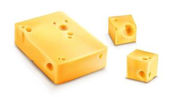 rebanadas de queso 3d ilustración vectorial realista vector