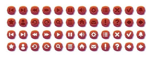 Circle buttons with wooden texture and icons vector