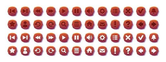 Circle buttons with wooden texture and icons vector