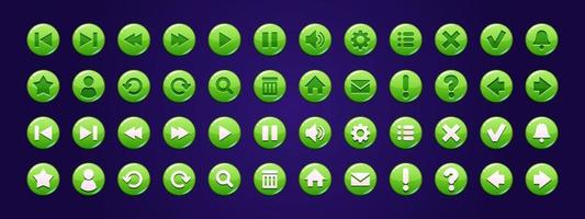 Green circle buttons, icons for website or game vector