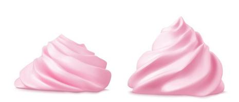 Whipped pink cream swirl or meringue side view 3D vector