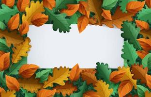 banner de otoño con marco de follaje de otoño vector