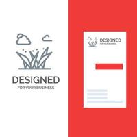 Grass Grasses Green Spring Grey Logo Design and Business Card Template vector