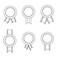Set of line style ribbon badges. Vector illustration on white background