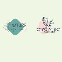 establecer una plantilla de diseño de logotipo abstracto en un estilo minimalista lineal de moda. Cosmética orgánica jr nature. símbolo de cosméticos y envases, productos de belleza vector