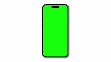 mobiel telefoon geanimeerd mockup met groen scherm. geïsoleerd Aan wit achtergrond. animatie voor presentatie. mobiel telefoon mockup met blanco groen scherm. 4k animatie video