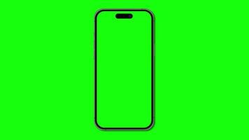 mobile Telefono animato modello con verde schermo. isolato su verde sfondo. animazione per presentazione. mobile Telefono modello con vuoto verde schermo. 4k animazione video