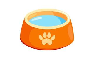 Dog bowl with water. Pet bowl for cat or dog for kibbles and water. Vector illustration