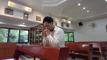 Christian man asking for blessings from God,Asian man praying to Jesus Christ video