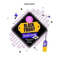 Black Friday Square Tag with Sticker Style fun color vector