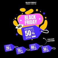 Black Friday Sale Discount Sets with Tag Style fun Color vector