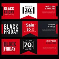 Black Friday sale Voucher Ticket Style Design with Various Banner Black Red Color vector