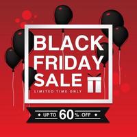 Black Friday Background Simple Design Template With Balloon Red Black Color vector