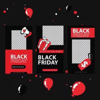 colección de diseño plano de plantilla de ventas de viernes negro con color negro rojo vector