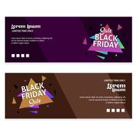 diseño de banner venta de viernes negro con adorno triangular con color marrón púrpura vector