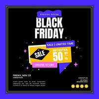 Black Friday Sales Brochure Social Media Post fun style with black background vector