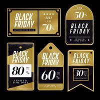 Black Friday Elegant Premium Price Tag Set with Black Gold Color vector