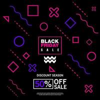 Memphis BLACK FRIDAY Neon Design Template Social Media Post Background vector