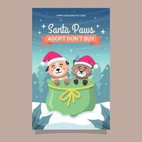 Santa Paws Adoption Cute Poster Template Concept vector