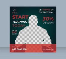 Social media post template design set for gym and fitness.Vector design with place for photo. Suitable for social media, flyers, banner, vector