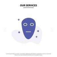 Our Services Alien Galaxy Space Solid Glyph Icon Web card Template vector