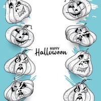 Happy Halloween festival scary creepy pumpkins background design vector