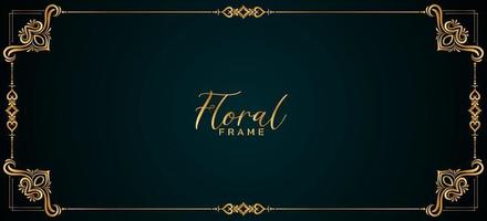 Stylish golden floral frame border ethnic banner design vector