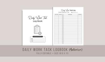 Daily Work Task Log Book  Interior Template Design vector