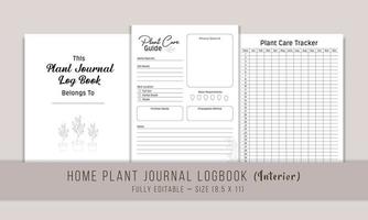 House Plant Journal Log Book Interior Template vector