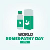 Saludos vectoriales simples y elegantes del día mundial de la homeopatía. ilustración plana para historias o artículos vector