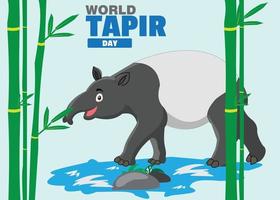 feliz día mundial del tapir. diseño de ilustración o vector simple y elegante