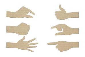 conjunto de símbolo de papel de mano de gesto foto
