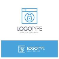 Web Design Lock Blue Outline Logo Place for Tagline vector