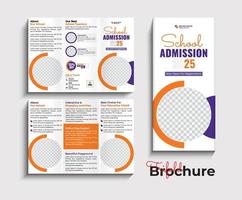 Kids back to school education admission trifold brochure template design vector