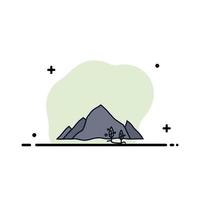 mountain landscape hill nature tree Flat Color Icon Vector