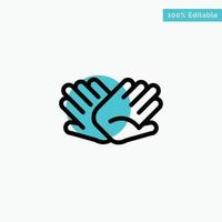 Charity Hands Help Helping Relations turquoise highlight circle point Vector icon