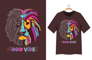 lion face good vibes for t shirt design vector